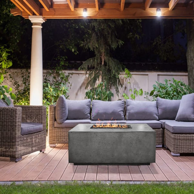Rectangle fire pits — Porto 58 58" Rectangle Concrete Fire Pit Table | Prism Hardscapes