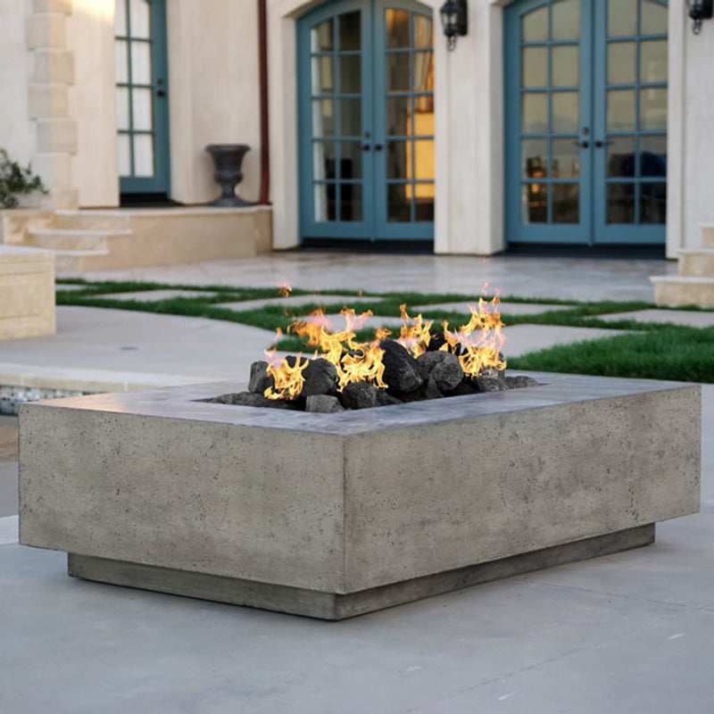 Tavola I 38" Rectangle Concrete Fire Pit Table | Prism Hardscapes
