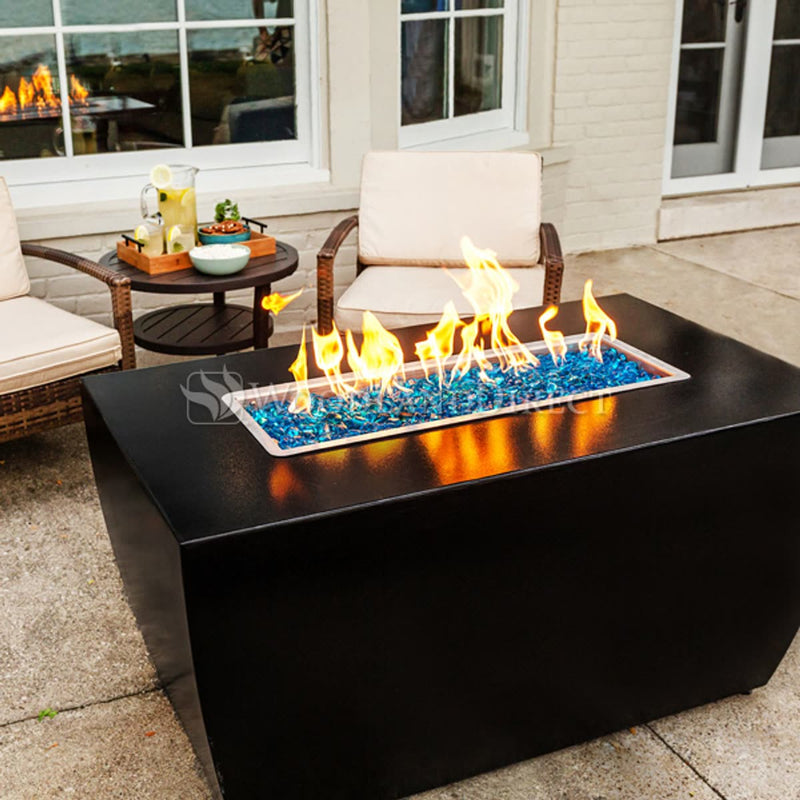 Avalon Linear Rectangle Powder Coat Steel Fire Pit Table | TOP — view 3