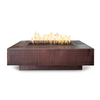 Cabo Linear Hammered Rectangle Copper Fire Pit Table | TOP