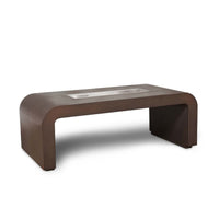 Calabasas Rectangle powder coat steel fire pit table with lava rock burning display