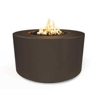 Florence Concrete Fire Pit Table with round glass-fiber reinforced concrete design and fire glass display