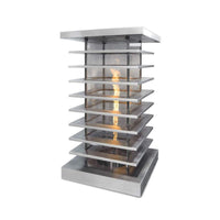 High - Rise Fire Tower Rectangle Stainless Steel Fire Pit Table | TOP