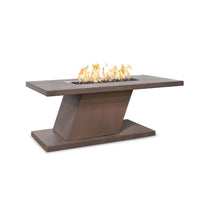 Imperial Rectangle Powder Coat Steel Fire Pit Table on outdoor patio with fireglass and propane fuel option