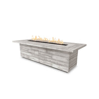 Laguna Fire Table outdoor wood grain fire pit table with electronic ignition and lava rock burning display