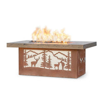 Outback Deer Country Rectangle Corten Steel Fire Pit Table | TOP
