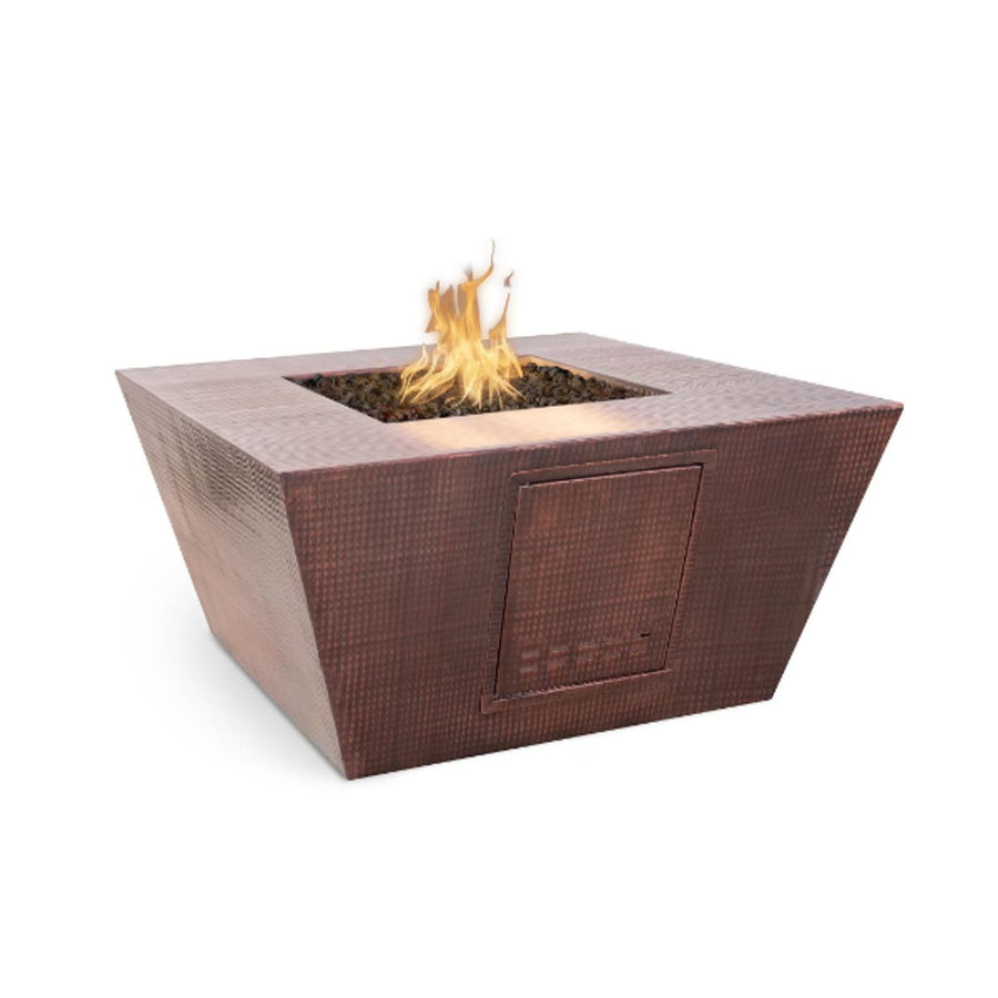 Redan Hammered Square Copper Fire Pit Table