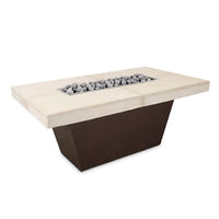 Tacoma Slate 48-inch rectangular concrete fire pit table with slate top and galvanized steel base outdoors