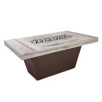 Tacoma Wood 48-inch rectangular wood grain fire pit table with lava rock burning area for outdoor patio