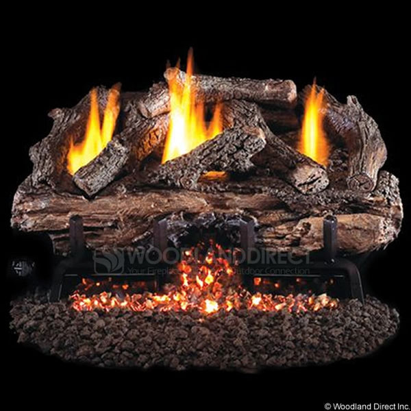 30" Peterson Charred Aged Split Outdoor Ventless Gas Logs | Real Fyre