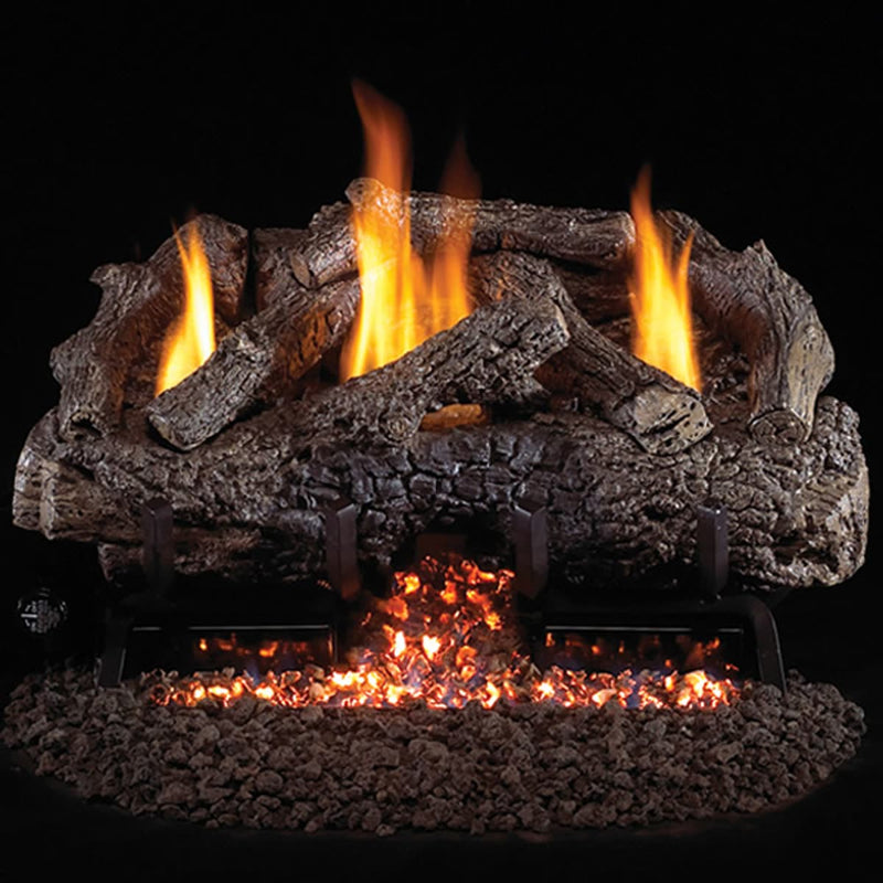 30" Peterson Charred Frontier Oak Ventless Gas Logs | Real Fyre