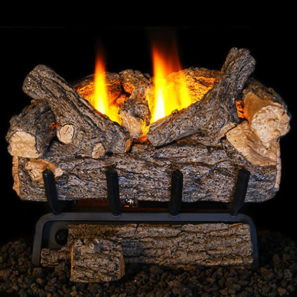 24" Peterson Valley Oak Refractory Ventless Gas Logs | Real Fyre