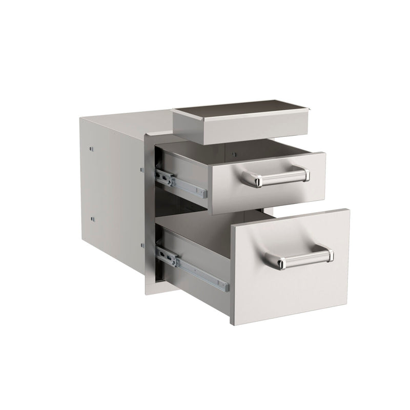 Fire Magic Premium Flush 14-Inch Double Access Drawer with Soft Close