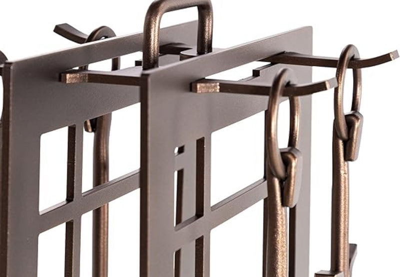 Hammered Edge Fireplace Tool Set / Rustic Copper Finish