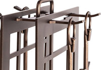 Hammered Edge Fireplace Tool Set / Rustic Copper Finish