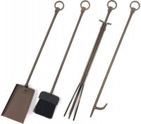 Hammered Edge Fireplace Tool Set / Rustic Copper Finish