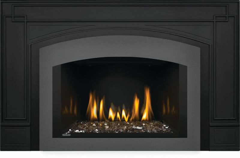 Napoleon Oakville 3 Glass gas insert product shot with gunmetal large faceplate