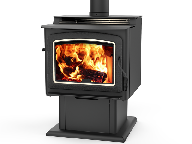 Georgetown 230 on black pedestal; optional metallic door trim and louvers shown, sold separately