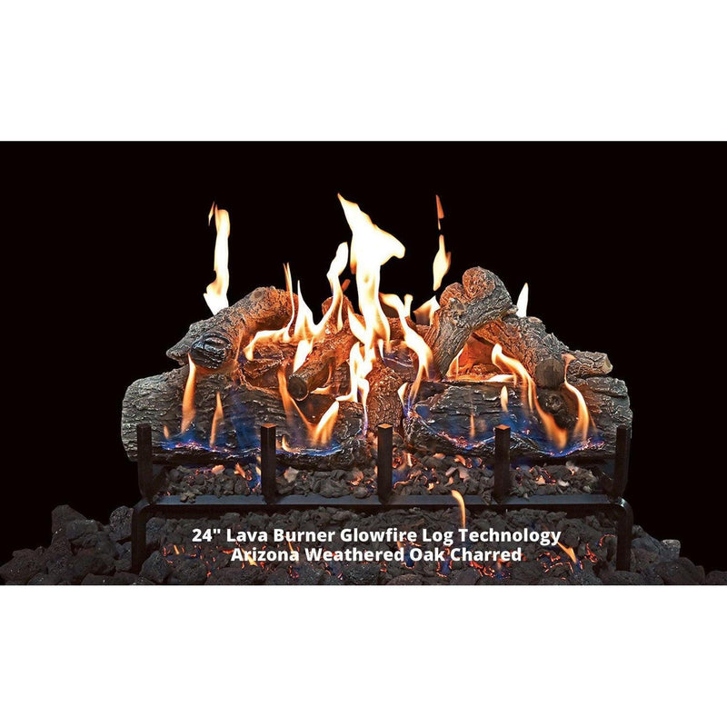 Grand Canyon Lava Front-View Vented Gas Burner with GlowFire Logs - 24" Natural Gas, Variable Electronic Ignition