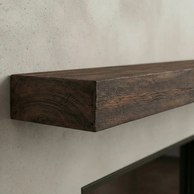 Flat Sawn Shelf 42” W x 8 1/4” D x 4” H Maduro Finish