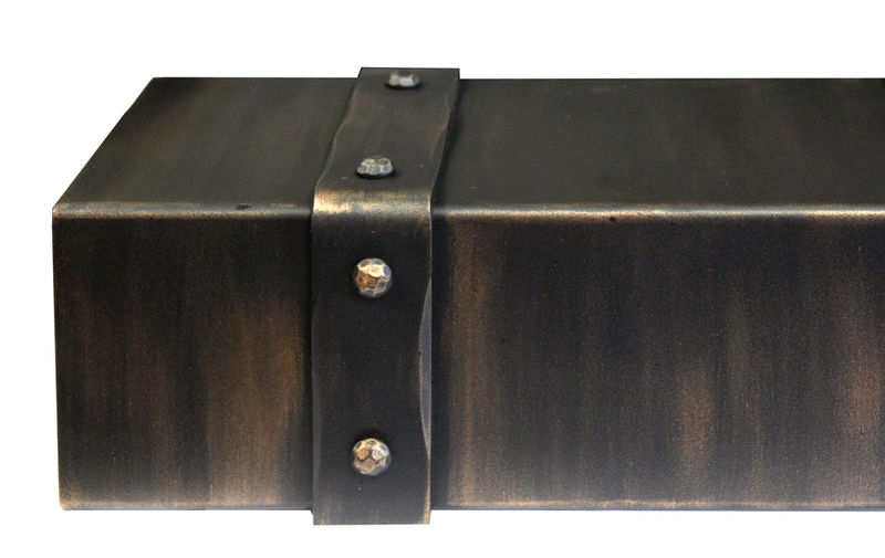 Custom Steel Mantel / 72" W x 8" H x 6" D / Black with Copper(Premium) without DECORATIVE BANDING