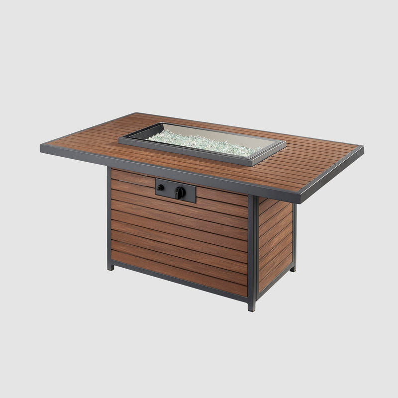 Kenwood and Brooks Rectangular Chat-Height Gas Fire Pit Table — manufacturer product photograph 3; selected configuration shown