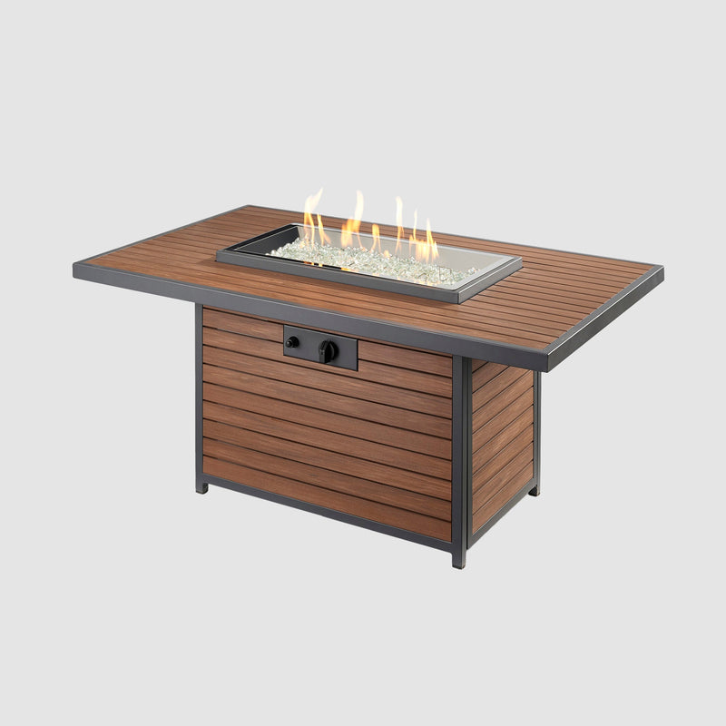 Kenwood and Brooks Rectangular Chat-Height Gas Fire Pit Table — manufacturer product photograph 1; selected configuration shown