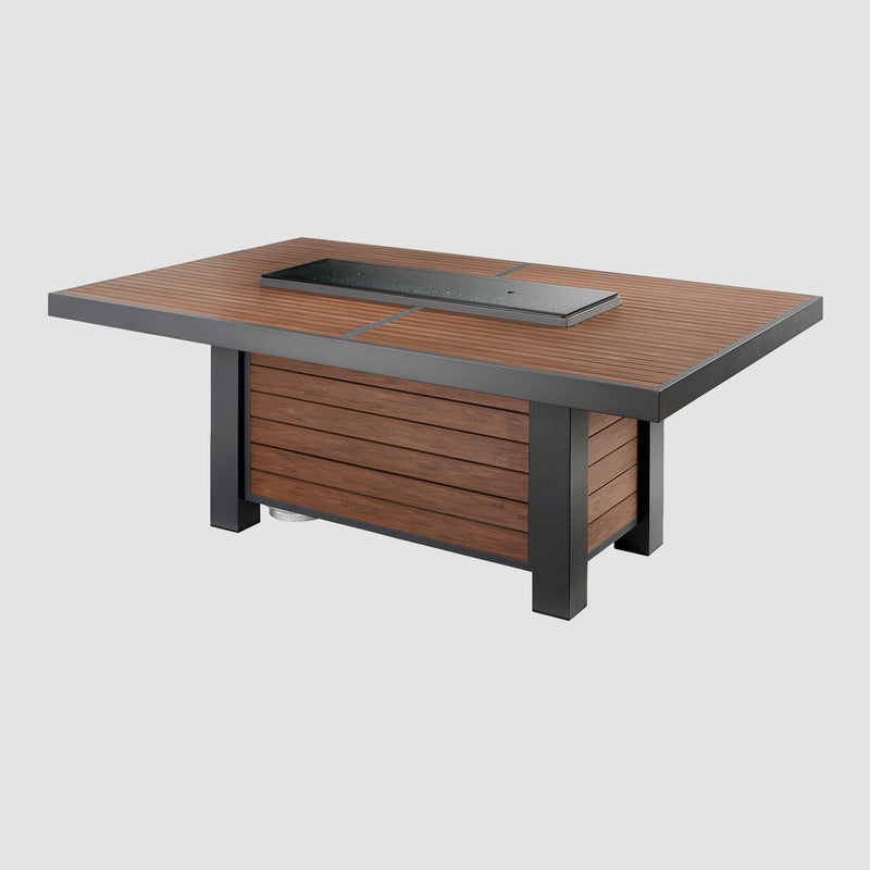 Kenwood and Brooks Linear Dining-Height Gas Fire Pit Table — manufacturer product photograph 2; selected configuration shown