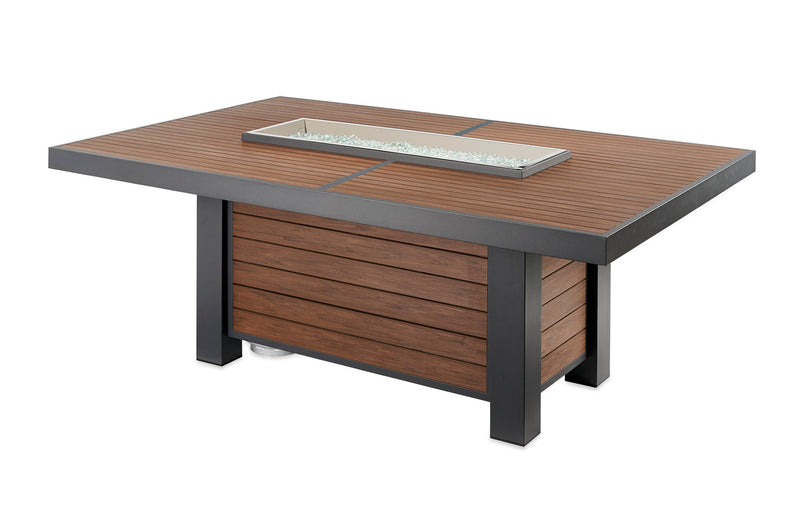 Kenwood and Brooks Linear Dining-Height Gas Fire Pit Table — manufacturer product photograph 3; selected configuration shown
