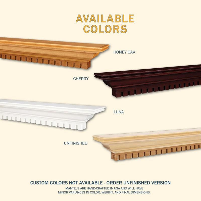 Federal wood mantel — manufacturer finish reference chart (other finishes shown)