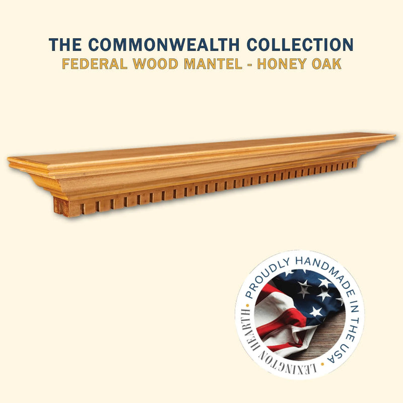 Lexington Hearth Federal wood mantel in Honey Oak