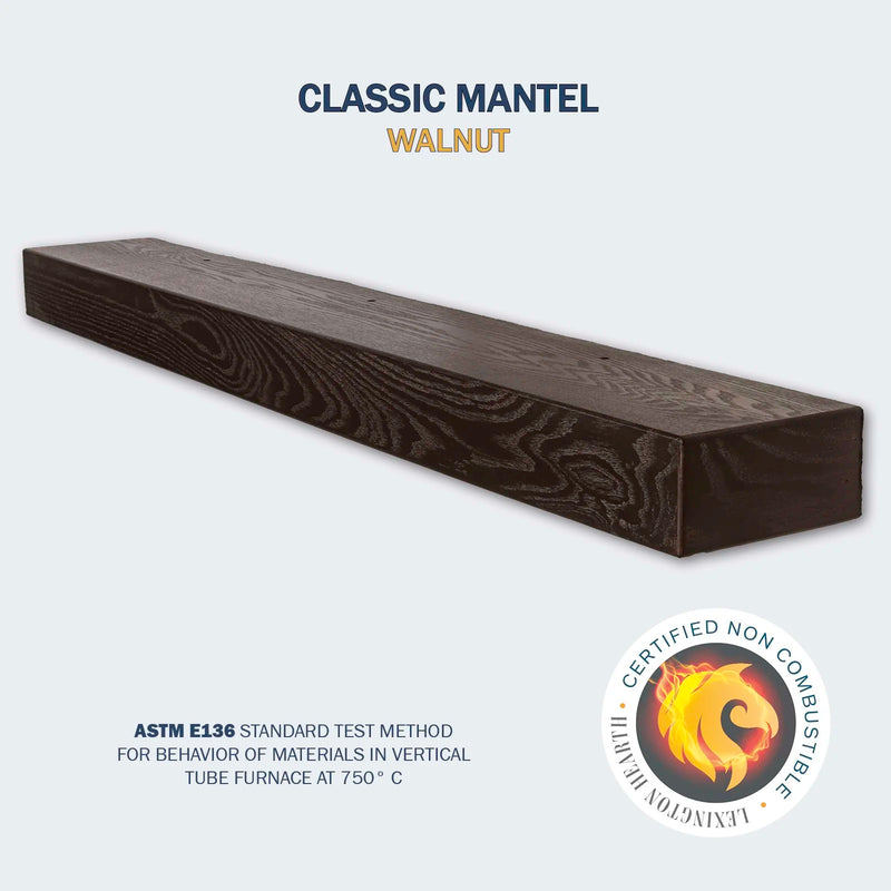 Lexington Classic non-combustible concrete mantel in Walnut — official manufacturer product photograph