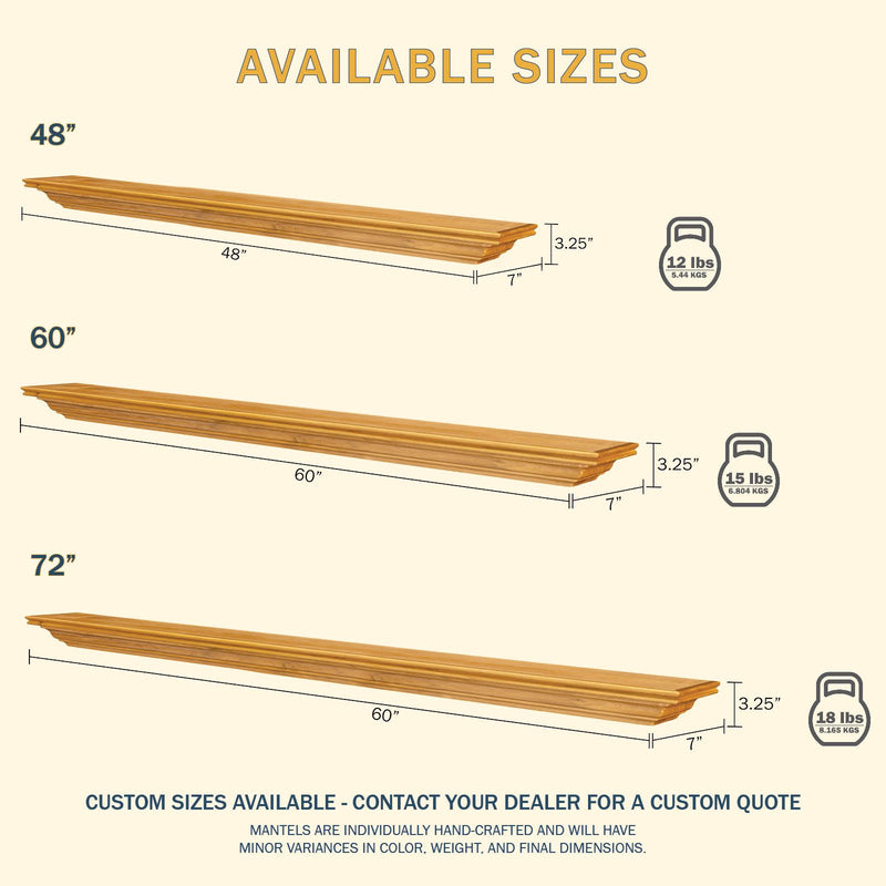 Pendleton Wood Mantel Shelf Kit Honey Oak