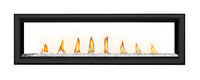 Napoleon Vector 62 See Through linear gas fireplace product shot with clear glass beads and LED lighting