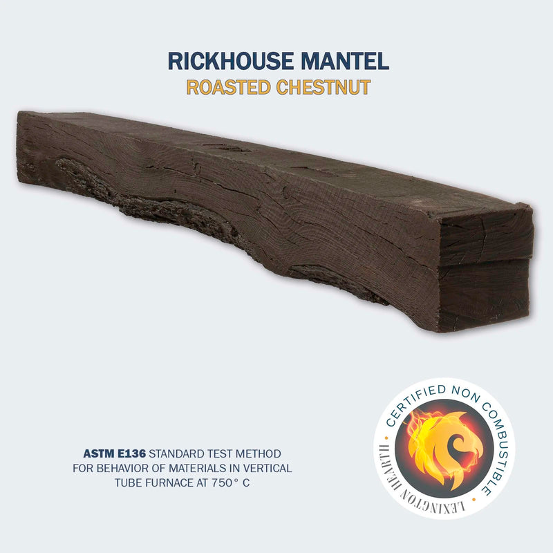 Rickhouse non-combustible mantel in Roasted Chestnut — official manufacturer product photograph