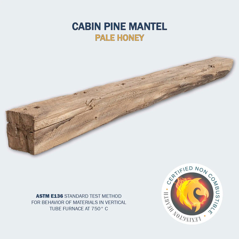 Cabin Pine Non-Combustible Concrete Mantel Shelf Pale Honey Finish