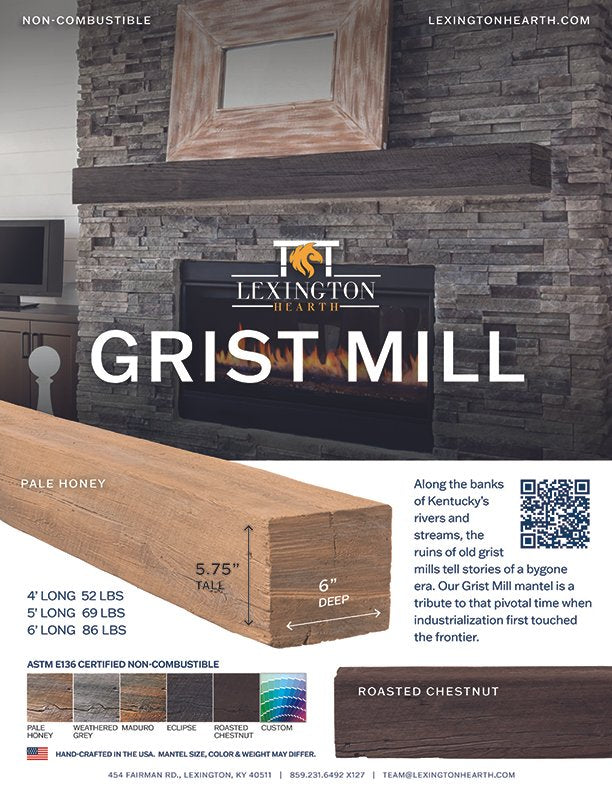 Grist Mill Non-Combustible Concrete Mantel Shelf Maduro Finish