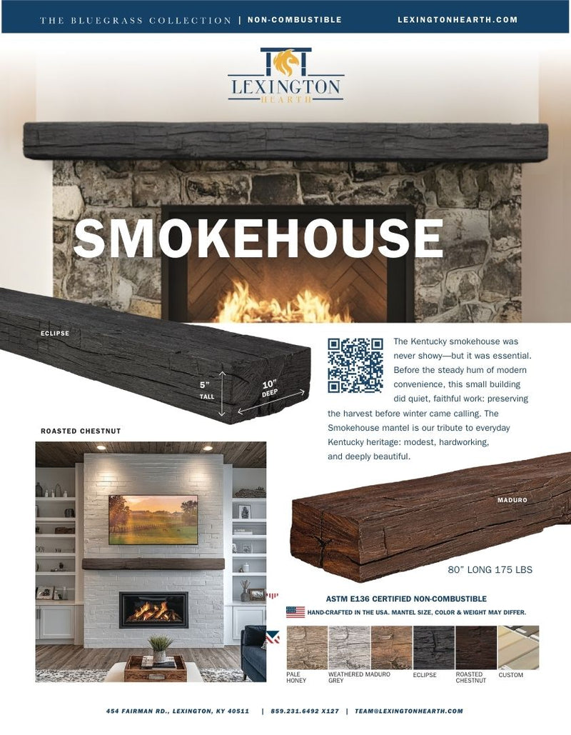 Smokehouse Non-Combustible Concrete Mantel Shelf Pale Honey Finish