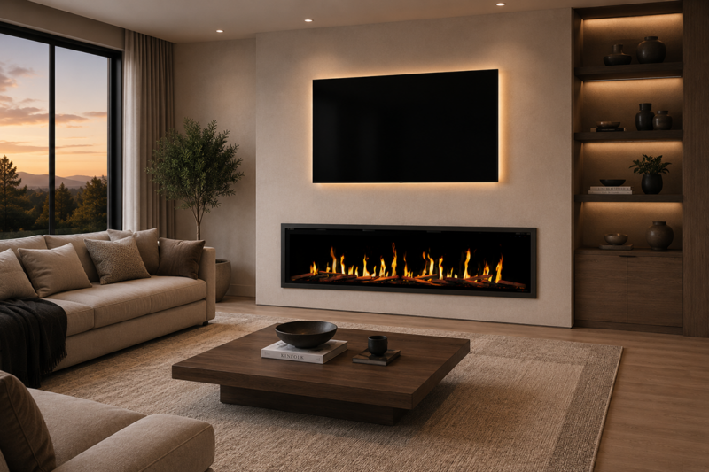 Modern Flames Orion V2 Slim 100" HelioVision Single-Sided Electric Fireplace - Model OR100-SLIM-V2