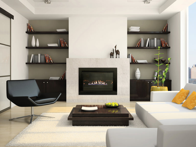 Empire Loft vent-free insert with 4-sided surround, room scene