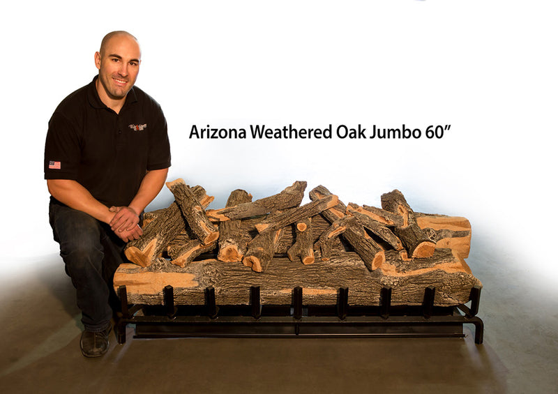 60" Jumbo Weathered Oak Vented Gas Log Set | Grand Canyon