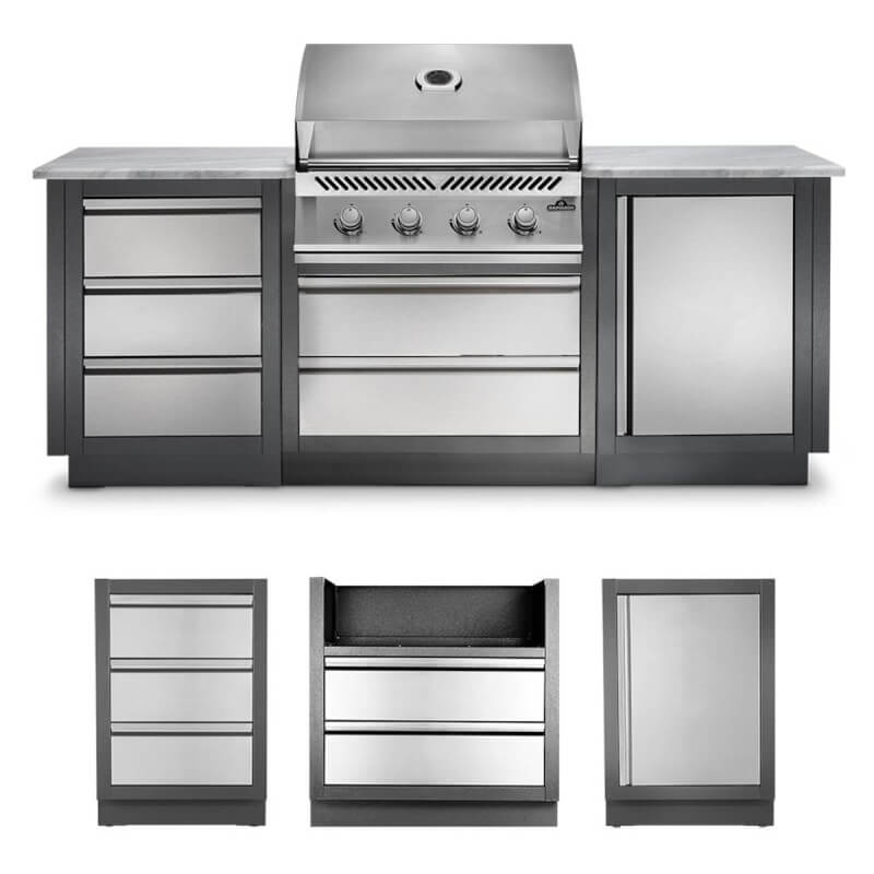 Napoleon OASIS 100 Outdoor Kitchen Island Bundle with Built-In 500 Series 32" Gas Grill - Stainless Steel