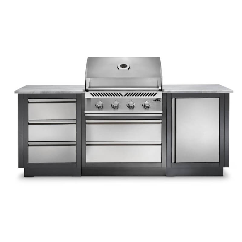 Napoleon OASIS 100 Outdoor Kitchen Island Bundle with Built-In 500 Series 32" Gas Grill - Stainless Steel