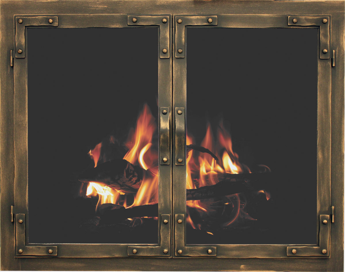 Rustic - Masonry and Prefab  Fireplace Glass Doors