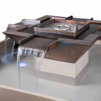 60" Olympian Square 4-Way Spill Hammered Copper Fire & Water Fountain – Low Voltage Electronic Ignition
