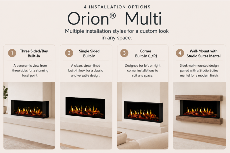 Modern Flames Orion V2 Multi 52" HelioVision Multi-Sided Built-In Electric Fireplace - Model OR52-MULTI-V2