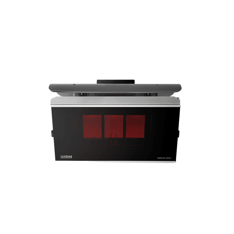 Bromic Platinum Gas Heat Deflector — Platinum Gas 300; manufacturer installation illustration, heater sold separately