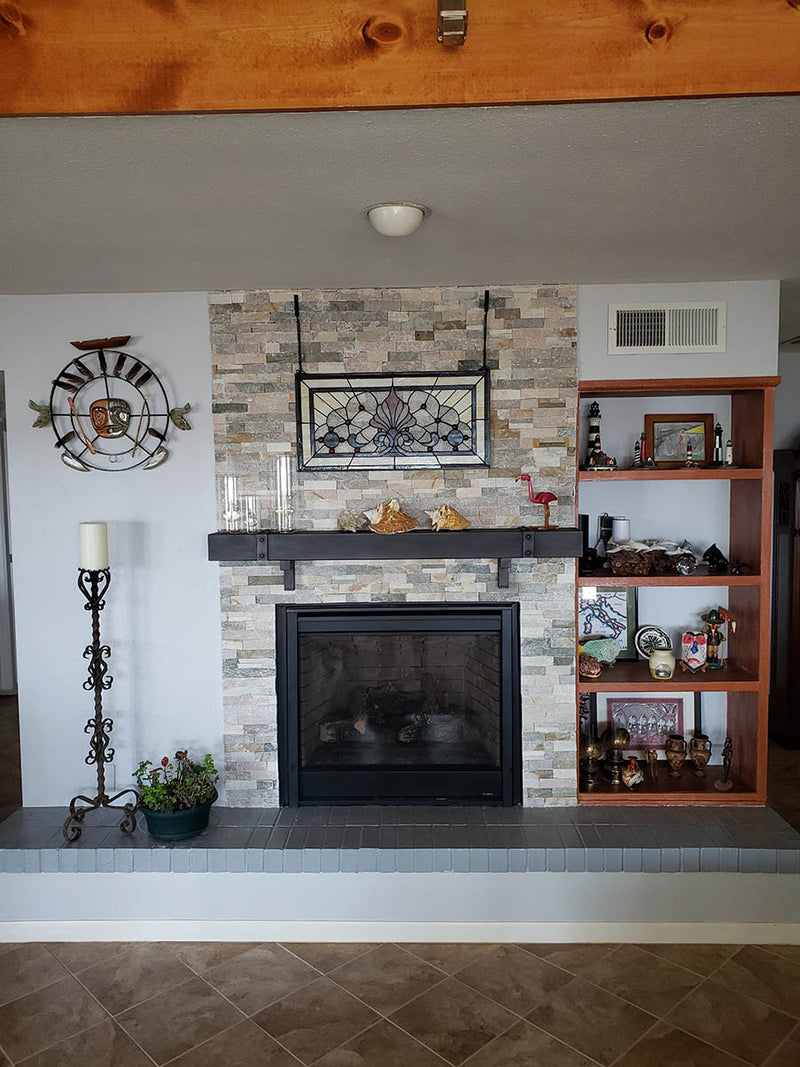 Non-Combustible Metal Fireplace Mantel Shelf | Custom Floating Mantel, Black