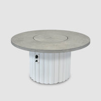 Reverie 48-inch, Relic Grey top / White base — included burner cover in place