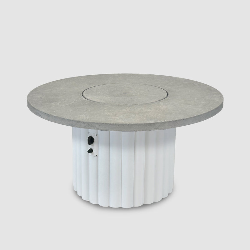 Reverie 48-inch, Relic Grey top / White base — included burner cover in place